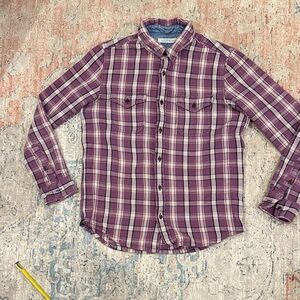 Outerknown Men's Casual Purple Checkered Shirt